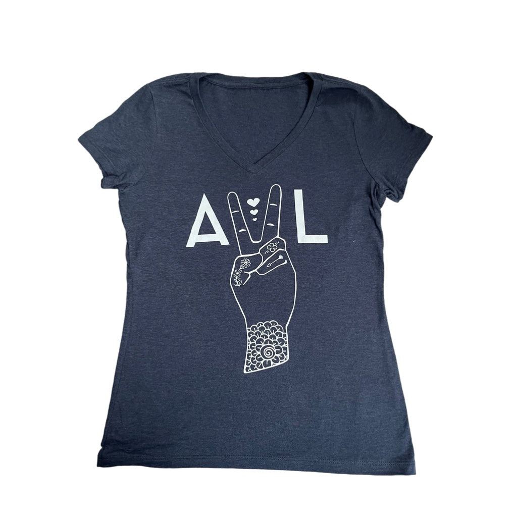 Women’s AVL V-Neck Tee- INDIGO