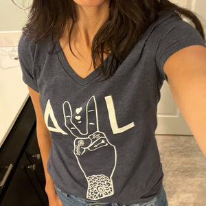 Women’s AVL V-Neck Tee- INDIGO